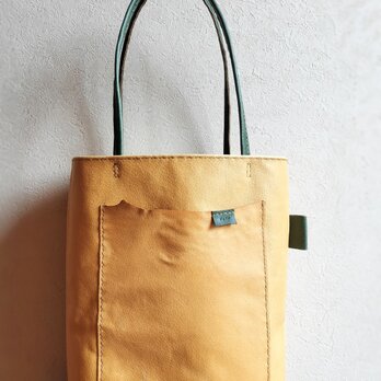 tatenaga tote　ミモザ✗グラスグリーン　ピッグスキンレザーの画像