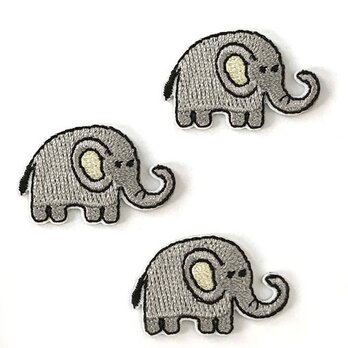 アップリケワッペンぞう ミニ3枚　w-1833　エレファント 象　動物　アニマル　入園の画像