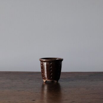 茶釉 小さな フェセル 水切り フランス アンティーク 0501640の画像