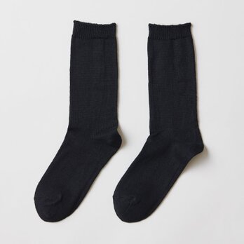 リネンニット ソックス（ブラック）25-27cmの画像