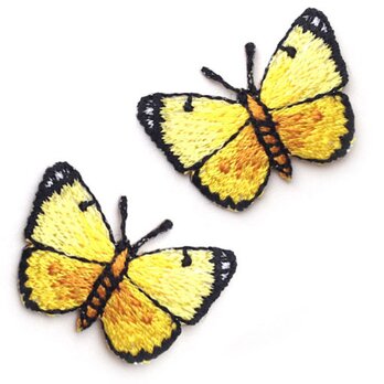 アップリケワッペン-バタフライ2枚　イエロー W-0073　蝶々　ちょうちょの画像