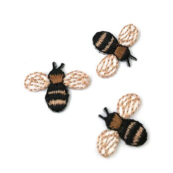 アップリケワッペン-ミニみつばちブラウン 3枚 w-1723 ミツバチ 蜜蜂 昆虫 入園 入学 養蜂の画像