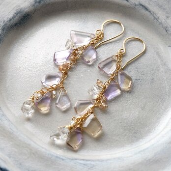 【★SALE】宝石質アメトリンのピアス（ラフスライス）F・イヤリング変更可
