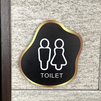 【送料無料】TOILET ゴールドフレームサインプレート トイレ 室名札 部屋名札 扉サイン ドアサイン ルームサイン ROOMの画像