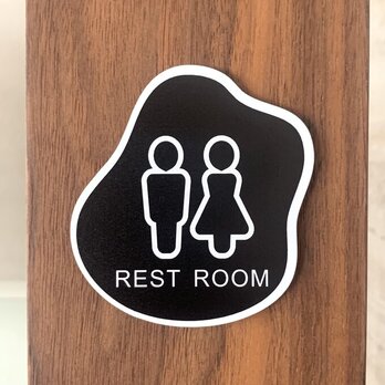 【送料無料】REST ROOMホワイトフレームサインプレート トイレ 室名札 部屋名札 扉サイン ドアサイン ルームサインの画像