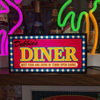 【オーダー無料】ダイナー カフェ バー ドライブイン レストラン ミニチュア 照明 看板 置物 アメリカン雑貨 ライトBOXの画像