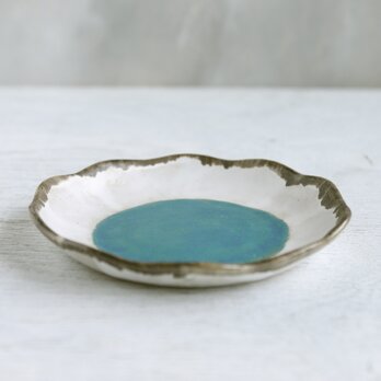 青の湖水・菊形皿の画像