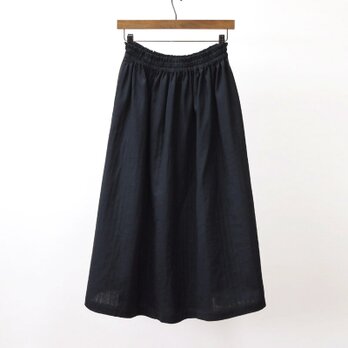 【即納】ふんわりとギャザーが広がるオーガニックコットン・ダブルガーゼのスカート（黒・ブラック）春 夏の画像
