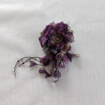 布花コスモスのコサージュ（紫）/ 00098の画像