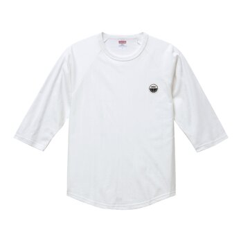 ラグランTシャツ【ホワイト】 刺繍ワッペン WEDNESDAY GYM HOOPS JUMP SWISHの画像