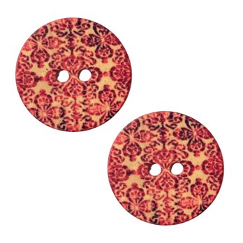 Sale*ドイツ 木調プラスチックボタン21mm ボヘミアン フラワー JK 花 エスニック B-2913の画像