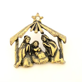 【ビンテージ　nativity クリスマス　ピンブローチ】キリストの画像