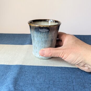 ブルーのフリーカップ　【手仕事　民藝　和　陶器】
