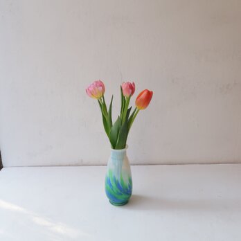 ブルーグリーンマーブルの花瓶の画像