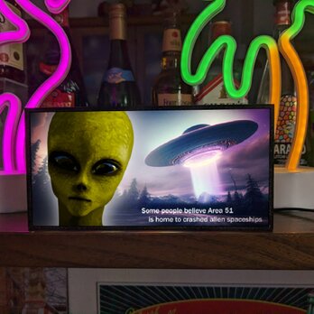 エイリアン UFO 宇宙人 SF ホラー エリア51 未知との遭遇 ミニチュア ランプ 照明 看板 置物 雑貨 ライトBOXの画像