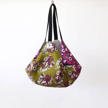 アフリカ布 カンガのマルシェバッグ（ ボタニカル ）肩掛け エコバッグ 買い物 ヨガ ピラティス