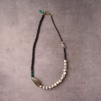 Big Labradorit × Dalmatian Jasper Necklace／アシンメトリー ネックレスの画像