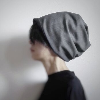 ターバンな帽子　グレー+黒B　送料無料の画像