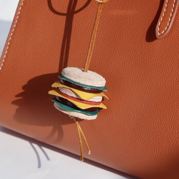 【ハンバーガー 】可愛い 本革レザーチャーム 鞄のチャームの画像