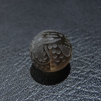 [beads179] サンドブラスト・ビーズ・スモーキークォーツ（龍）12mm 3個の画像
