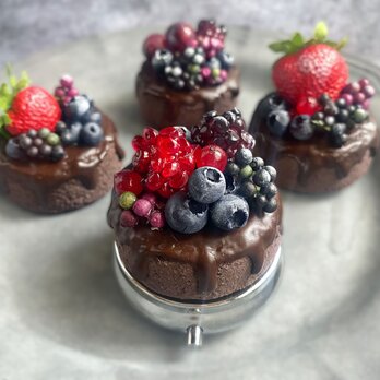 木苺とブルーベリーのガトーショコラ　ピルケース　フェイクスイーツ