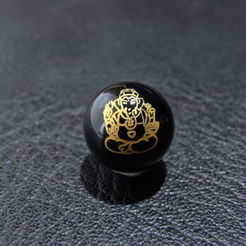 [beads207] 彫りビーズ・オニキス（ガネーシャ）12mm 1個の画像