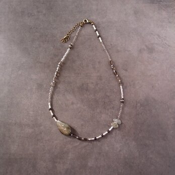 Big Labradorit × Smoky Quartz Necklace／ラブラドライト × スモーキークォーツ ネックレスの画像