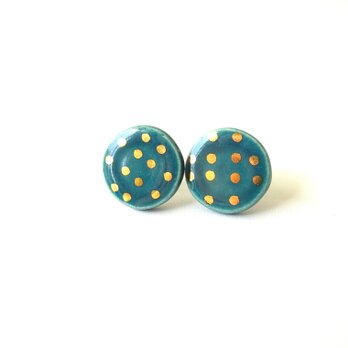 金彩dot round pierce／earring（深緑）の画像