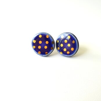 金彩dot round pierce／earring（青）の画像