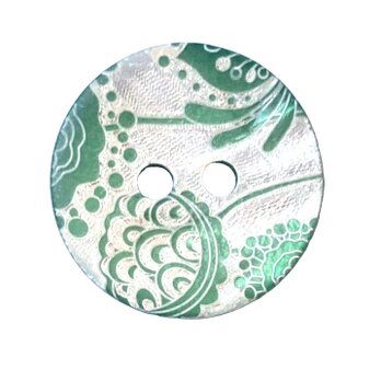 ドイツ アコヤ貝ボタン15mm フラワーミントグリーン JK　花　シェルボタン クラシカルの画像