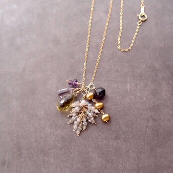 Necklace Charm Set【K14gf】Labradorit × Lemon Quartz × Ametrineの画像