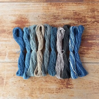 藍系カラー12m×10色/草木染め綿糸 太さ0.7mm/刺繍糸・刺し子糸・クロスステッチ・タッセル・ラッピングの画像