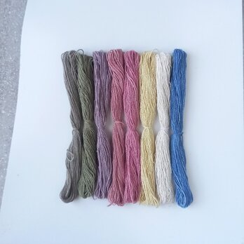 花刺繍カラー12m×8色/草木染め綿糸 太さ0.7mm/刺繍糸・刺し子糸・クロスステッチ・タッセル・ラッピングの画像