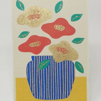 ギルディング和紙葉書　花と花瓶の画像