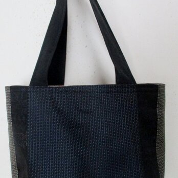 ７６５６　大島紬の着物で作った手提げ袋　#送料無料の画像