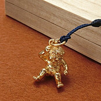 銀製【座敷わらしの根付】純金仕上・ダイヤモンド入り/・原型作者は『現代の名工』 /桐箱入り ◎伝統工芸作品