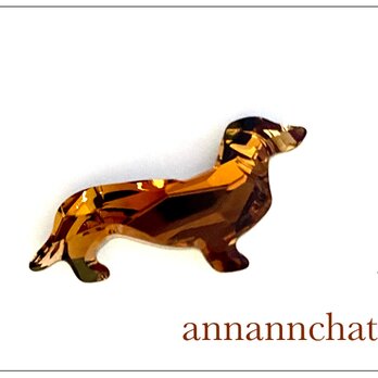 【稀少　オーストリア製　swarovski 　ダックスフンド　犬　ピンブローチ　】の画像
