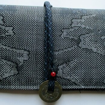 ７６５７　色大島紬の着物で作った和風財布・ポーチ＃送料無料の画像