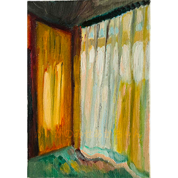 16×23㎝「部屋の中５」油彩・原画・サムホール 原画・油彩「部屋の中5」絵画・サムホール（16×23㎝）アート