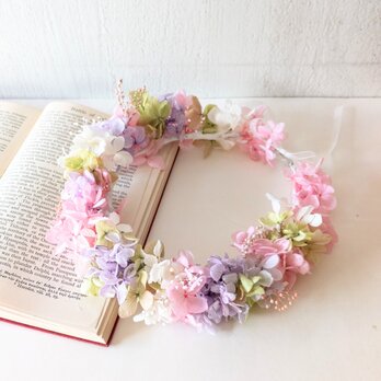 選べるピンク）ふわふわ花冠　キッズ　ベビー　ピンクパープル