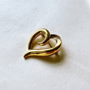 SCN9-【 NAPIER 】ネイピア・ヴィンテージブローチ 1970〜80s Gold tone heart motifの画像