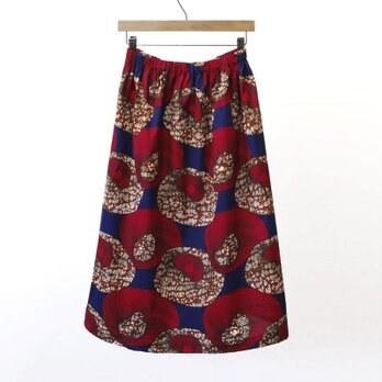 アフリカ布のギャザースカート（ フラワー ）アフリカンプリント アフリカンファブリックの画像