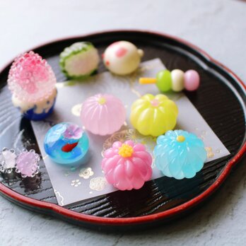 ガラスのミニチュア和菓子（夏の和菓子）　★ガラスのミニチュア和菓子店★の画像
