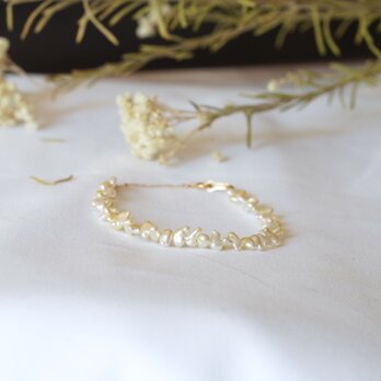 K18 Akoya Baby keshi Pearl chain Bracelet(PBK010)の画像