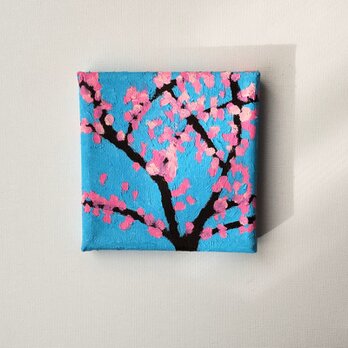 アートパネル「桜」小・油彩・原画・壁掛け・裏紐付きの画像