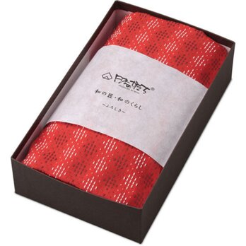 風呂敷　日本のかたち　立涌菱刺子　先染ふろしき　赤　 包み　綿100％　120cm幅の画像