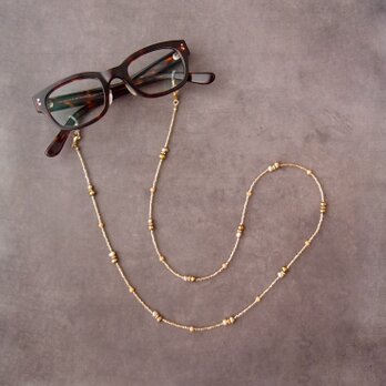 【Glasses Code】 Pearl × Glass Beads / 2way グラスコード ネックレス兼用（眼鏡ホルダー）の画像