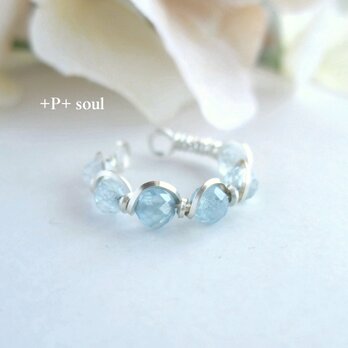 silver925 アクアマリンringイヤーカフ(片耳)  【AM-571EC】