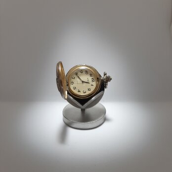 懐中時計スタンド　誕生日プレゼント　角度可変式横蓋懐中時計ディスプレイスタンド　ブラックの画像