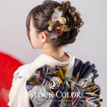 アメリカンフラワー 椿 ヘッドドレス ヘアアクセサリー 髪飾り＊ウェディング 結婚式 白無垢 成人式の画像